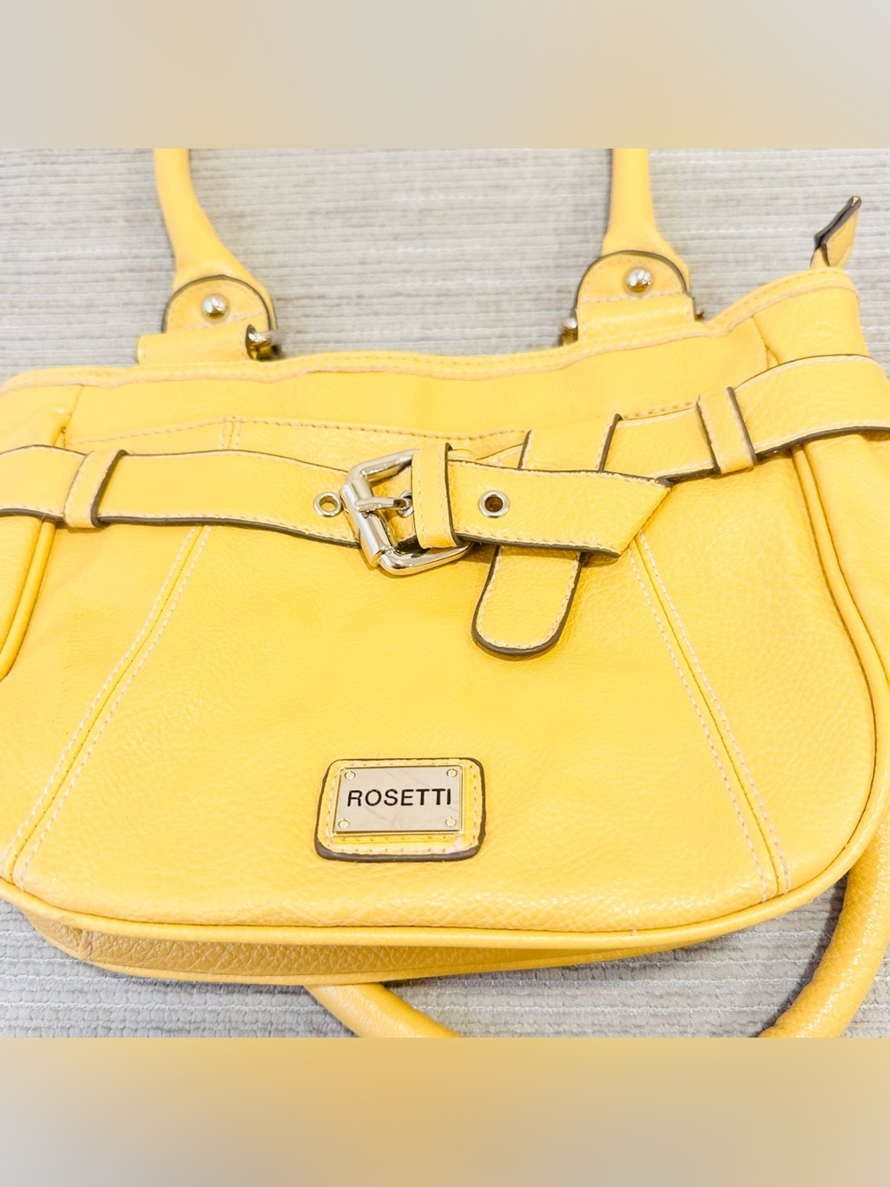 Rosetti Yellow Faux Leather Shoulder Bag Purse Buckle Accent Y2K Style - Picture 14 of 14